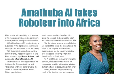 Newspaper article: Amathuba AI takes Roboteur into Africa.